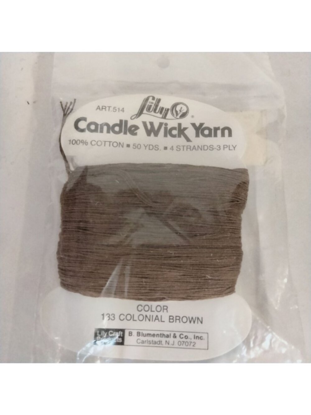 Lily Candle Wick Yarn  Colonial Brown 133 50 Yards Cotton 4 Strands 3 Ply Craft - Picture 3 of 5